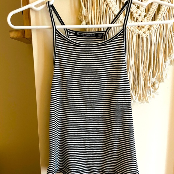 Brandy Melville Black and White Striped Tank Top - Picture 1 of 2